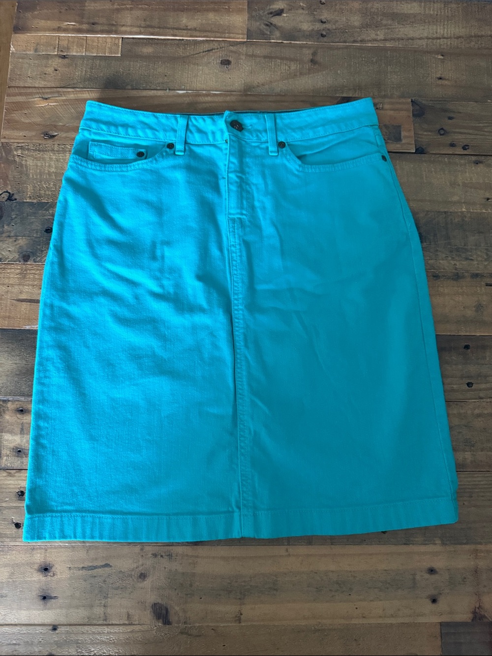 L.L. Bean Teal Denim Mini Skirt